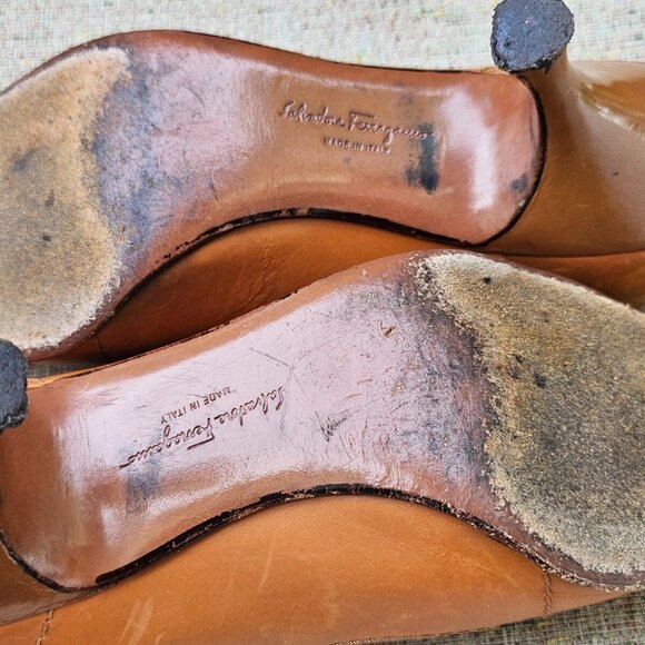 Vintage Salvatore Ferragamo Women Heel Sandal Shoe Leather Upper made Italy 4C - Picture 10 of 10